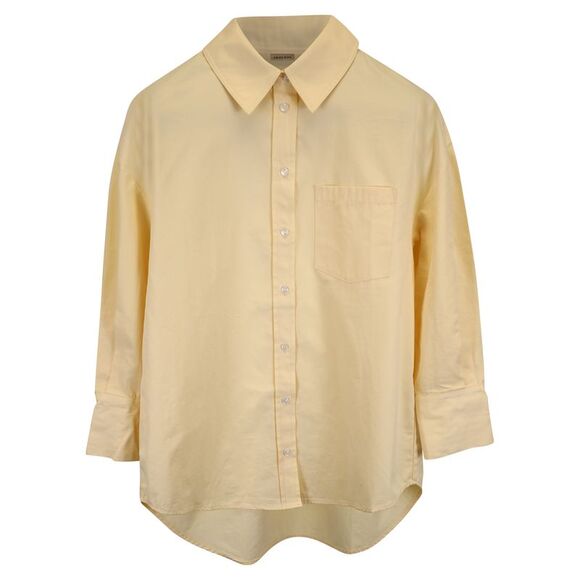 Anine Bing Mika Long-Sleeve Shirt in Pastel Yellow Cotton - Picture 1 of 4